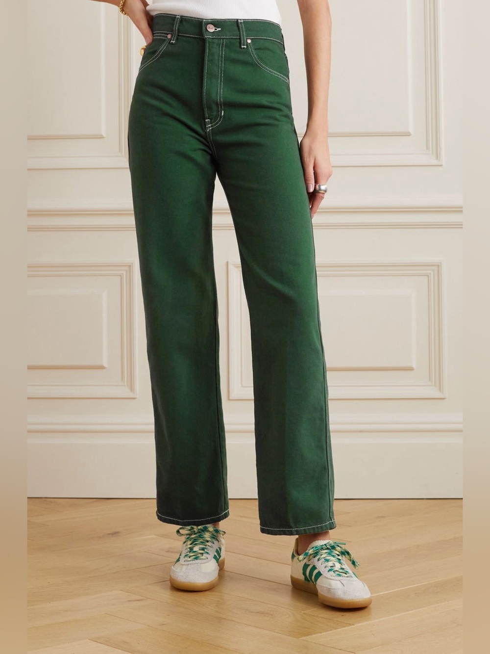 Cowboy Straight-Leg Jeans in emerald green size 28